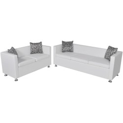 vidaXL Sofa-Set Kunstleder 3-Sitzer + 2-Sitzer Weiß 