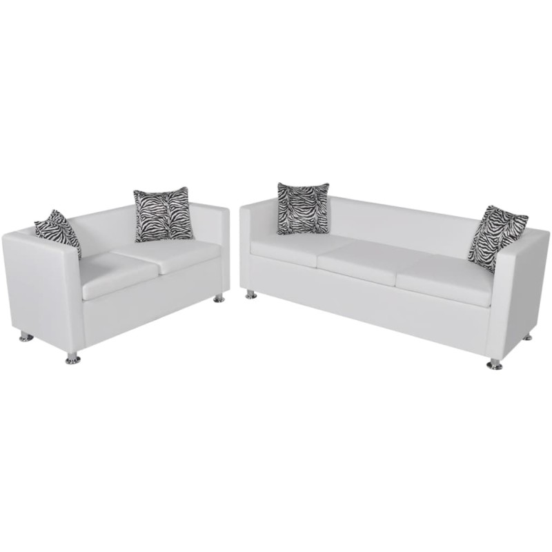 vidaXL Sofa-Set Kunstleder 3-Sitzer + 2-Sitzer Weiß vidaXL Sofa-Set Kunstleder 3-Sitzer + 2-Sitzer Weiß