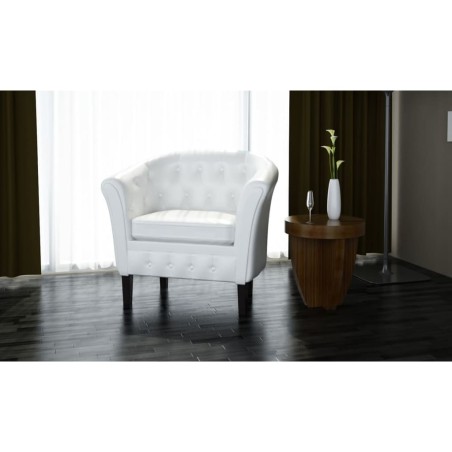 vidaXL Clubsessel Weiß Kunstleder