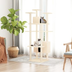 vidaXL Kratzbaum mit Sisal-Kratzsäulen Creme 162 cm