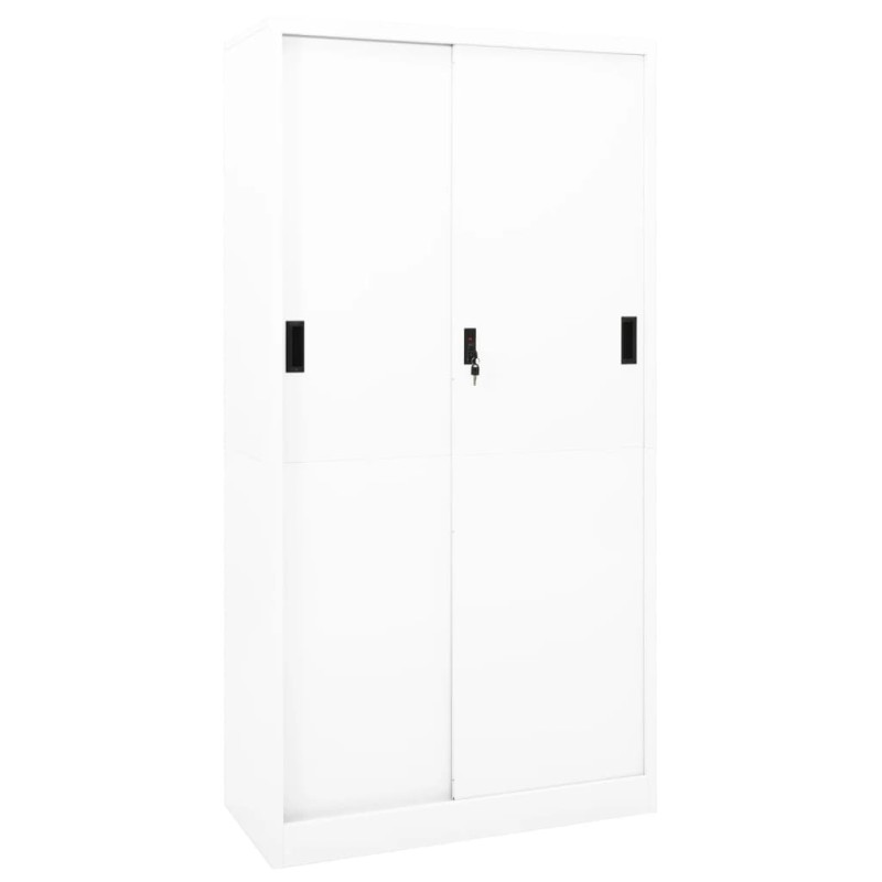 vidaXL Büroschrank mit Schiebetür Weiß 90x40x180 cm Stahl vidaXL Büroschrank mit Schiebetür Weiß 90x40x180 cm Stahl