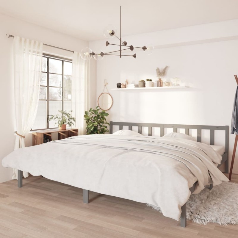 vidaXL Massivholzbett Grau Kiefer 180x200 cm vidaXL Massivholzbett Grau Kiefer 180x200 cm
