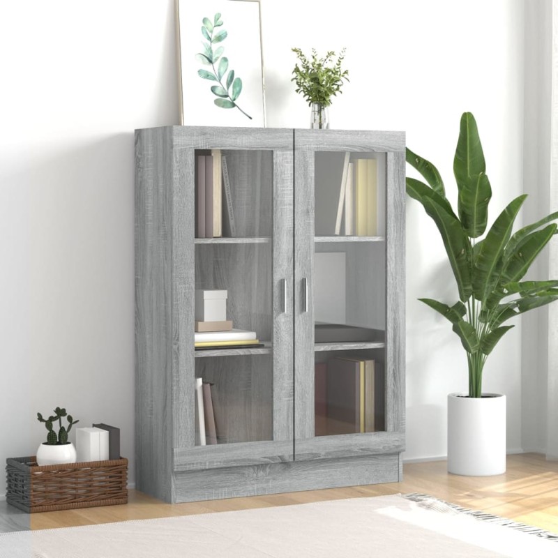 vidaXL Vitrinenschrank Grau Sonoma 82,5x30,5x115 cm Holzwerkstoff vidaXL Vitrinenschrank Grau Sonoma 82,5x30,5x115 cm Holzwerkstoff