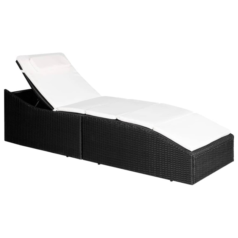 Sonnenliege mit Polsterauflage Poly Rattan Schwarz Sonnenliege mit Polsterauflage Poly Rattan Schwarz