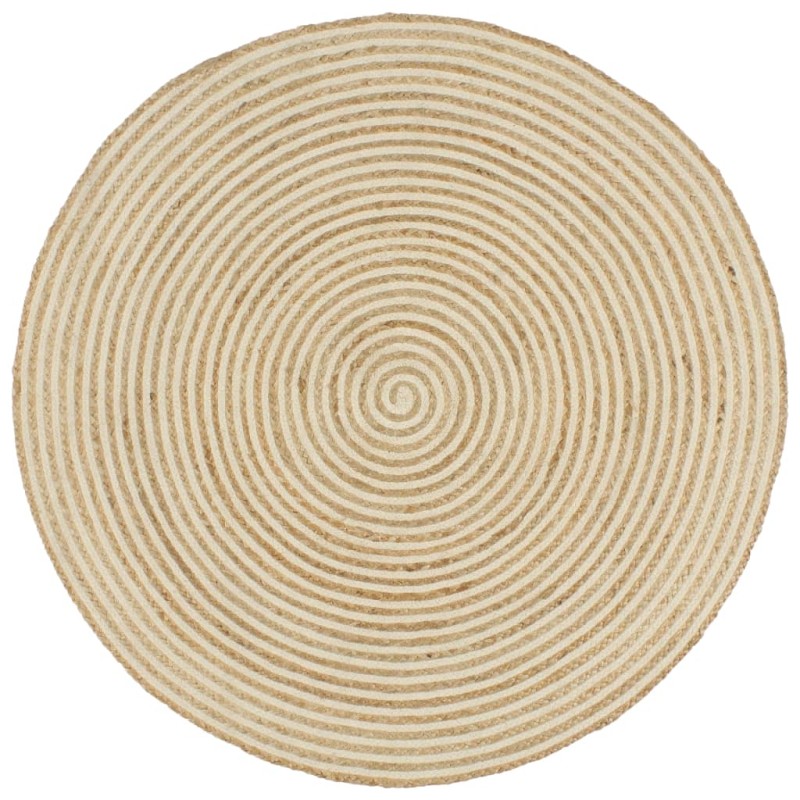vidaXL Teppich Handgefertigt Jute mit Spiralen-Design Weiß 150 cm vidaXL Teppich Handgefertigt Jute mit Spiralen-Design Weiß 150 cm