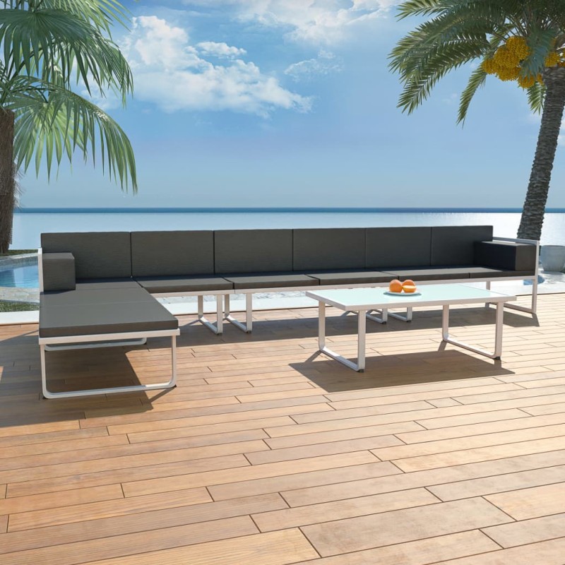 5-tlg. Garten-Lounge-Set Textilene Aluminium Schwarz 5-tlg. Garten-Lounge-Set Textilene Aluminium Schwarz