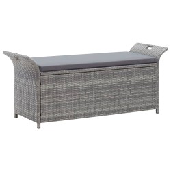 Truhenbank mit Auflage Grau 138 cm Poly Rattan