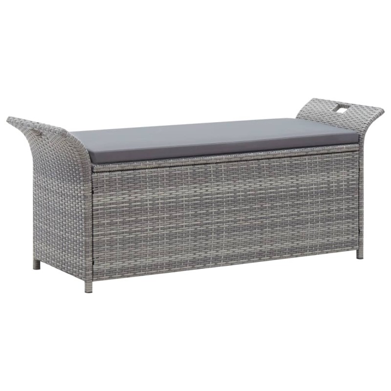 Truhenbank mit Auflage Grau 138 cm Poly Rattan Truhenbank mit Auflage Grau 138 cm Poly Rattan