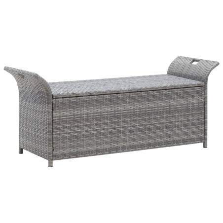 Truhenbank mit Auflage Grau 138 cm Poly Rattan