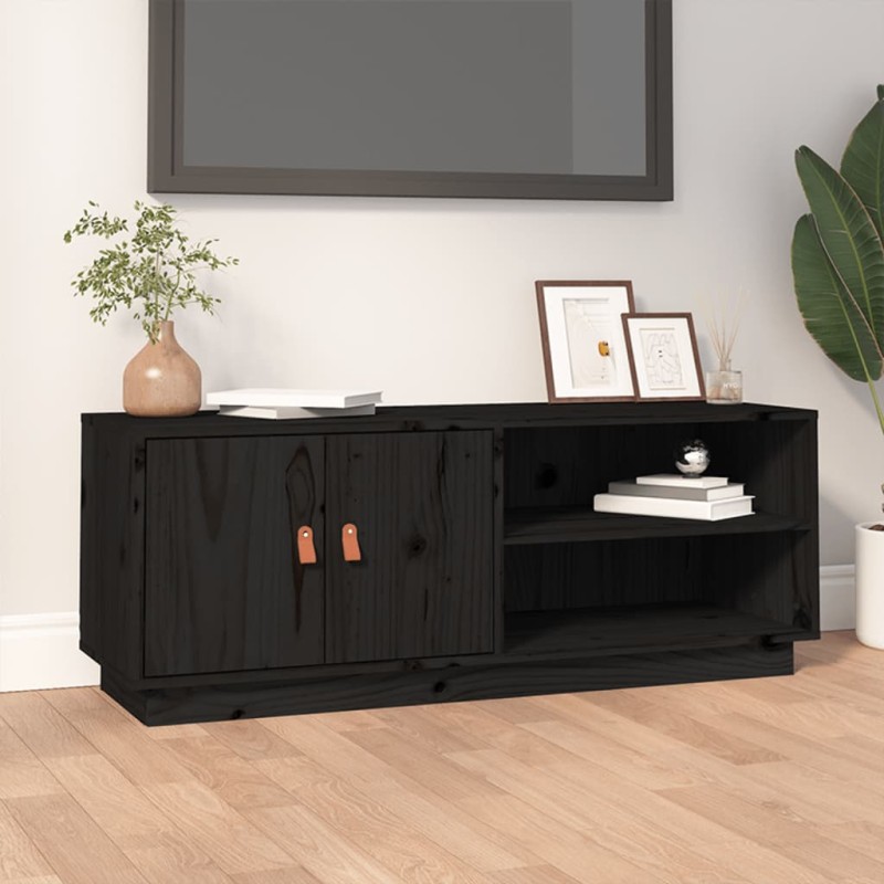vidaXL TV-Schrank Schwarz 105x34x40 cm Massivholz Kiefer vidaXL TV-Schrank Schwarz 105x34x40 cm Massivholz Kiefer