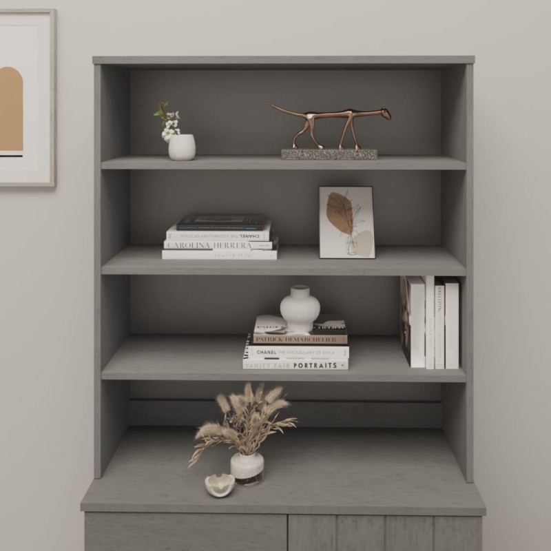 vidaXL Highboard-Oberteil HAMAR Hellgrau 90x30x100 cm Massivholz vidaXL Highboard-Oberteil HAMAR Hellgrau 90x30x100 cm Massivholz