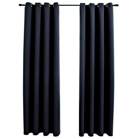 vidaXL Verdunkelungsvorhänge mit Metallösen 2 Stk. Schwarz 140x245 cm