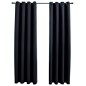 vidaXL Verdunkelungsvorhänge mit Metallösen 2 Stk. Schwarz 140x245 cm vidaXL Verdunkelungsvorhänge mit Metallösen 2 Stk. Schwarz 140x245 cm