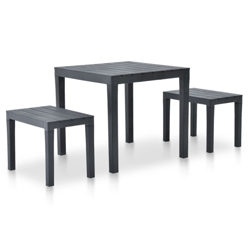 vidaXL Gartentisch mit 2 Bänken Kunststoff Anthrazit vidaXL Gartentisch mit 2 Bänken Kunststoff Anthrazit