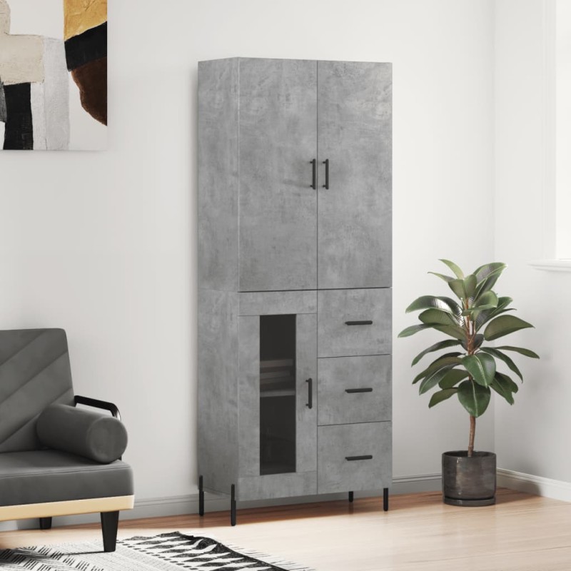 Highboard Betongrau 69,5x34x180 cm Holzwerkstoff Highboard Betongrau 69,5x34x180 cm Holzwerkstoff