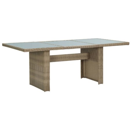 vidaXL Garten-Esstisch Braun 200x100x74 cm Glas und Poly Rattan 