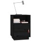 vidaXL Nachttisch Schwarz 40x34x55 cm Massivholz Kiefer vidaXL Nachttisch Schwarz 40x34x55 cm Massivholz Kiefer