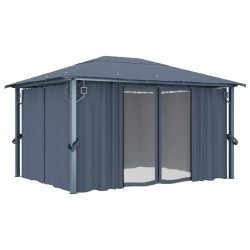 vidaXL Pavillon mit Vorhängen 400×300 cm Anthrazit Aluminium
