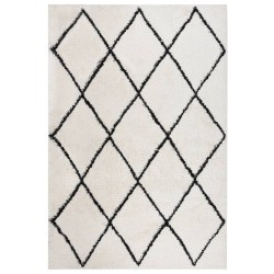 vidaXL Teppich Shaggy Hochflor Schwarz und Creme 160x230 cm