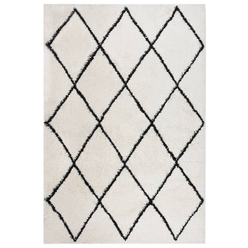 vidaXL Teppich Shaggy Hochflor Schwarz und Creme 160x230 cm vidaXL Teppich Shaggy Hochflor Schwarz und Creme 160x230 cm