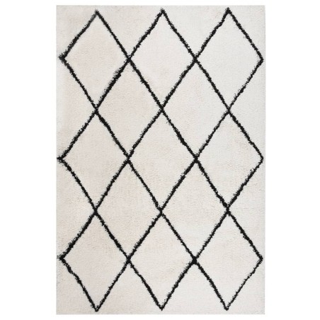 vidaXL Teppich Shaggy Hochflor Schwarz und Creme 160x230 cm