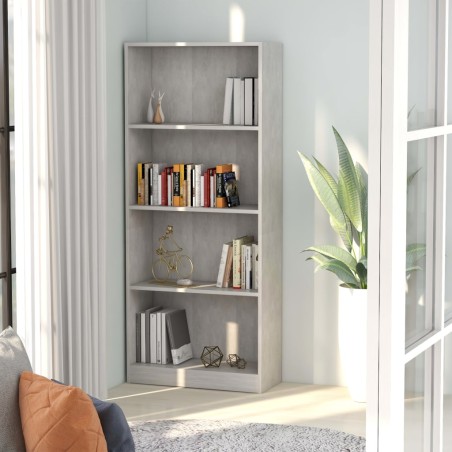 vidaXL Bücherregal 4 Fächer Betongrau 60x24x142 cm Holzwerkstoff