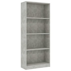 vidaXL Bücherregal 4 Fächer Betongrau 60x24x142 cm Holzwerkstoff