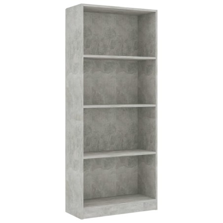 vidaXL Bücherregal 4 Fächer Betongrau 60x24x142 cm Holzwerkstoff