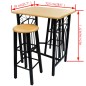 vidaXL Früchstücksbar Hellbraunes Holz Schwarzer Stahl vidaXL Früchstücksbar Hellbraunes Holz Schwarzer Stahl