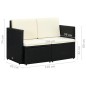 2-Sitzer-Gartensofa mit Auflagen Schwarz Poly Rattan 2-Sitzer-Gartensofa mit Auflagen Schwarz Poly Rattan