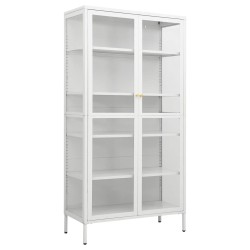 vidaXL Vitrine Weiß 90x40x180 cm Stahl und Gehärtetes Glas  