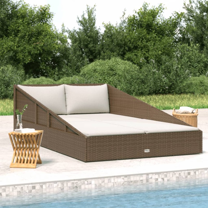 Gartenbett Braun 110x200 cm Poly Rattan Gartenbett Braun 110x200 cm Poly Rattan