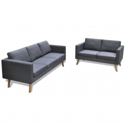 vidaXL Sofa Set 2-Sitzer und 3-Sitzer Stoff Dunkelgrau 