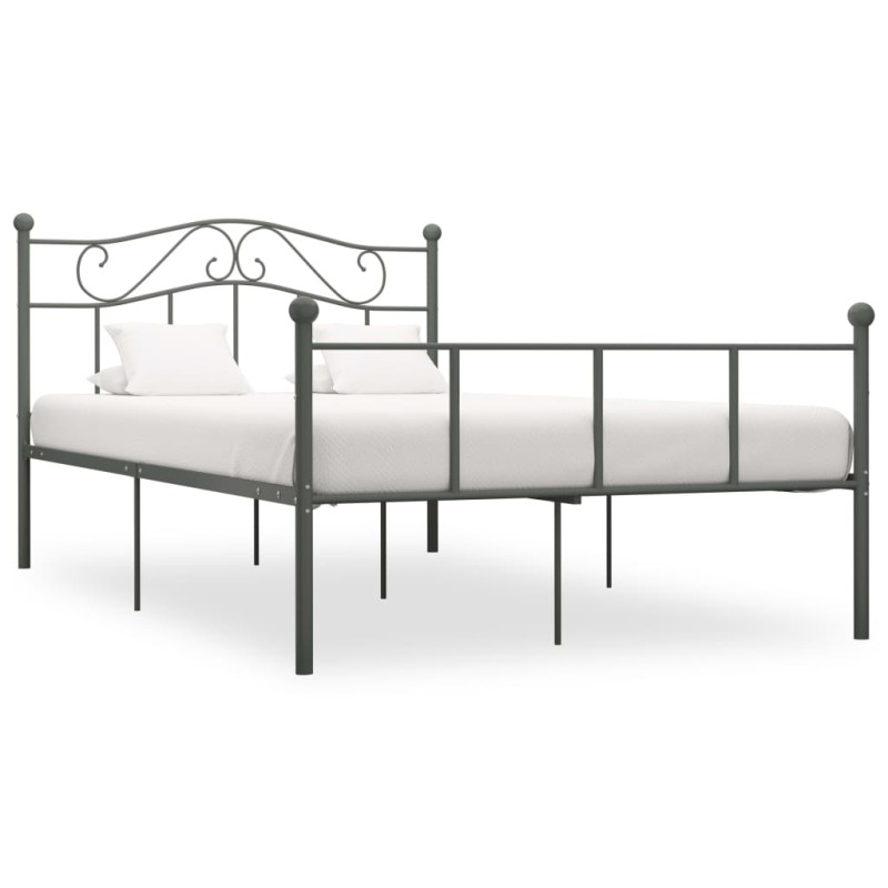vidaXL Bettgestell Grau Metall 160×200 cm vidaXL Bettgestell Grau Metall 160×200 cm