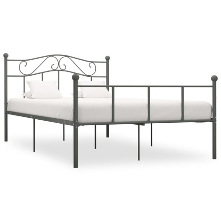 vidaXL Bettgestell Grau Metall 160×200 cm