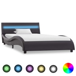 Bettgestell mit LED Schwarz Kunstleder 100x200 cm