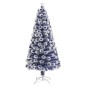 vidaXL Künstlicher Weihnachtsbaum mit LED Weiß & Blau 150 cm Glasfaser vidaXL Künstlicher Weihnachtsbaum mit LED Weiß & Blau 150 cm Glasfaser