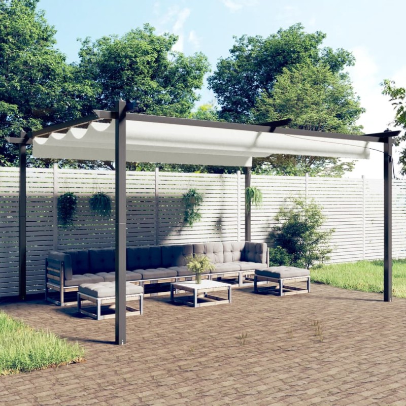 vidaXL Pavillon mit Ausziehbarem Dach 4x3 m Creme vidaXL Pavillon mit Ausziehbarem Dach 4x3 m Creme