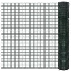 vidaXL Drahtzaun für Hühner Verzinkt mit PVC-Beschichtung 10x1 m Grün