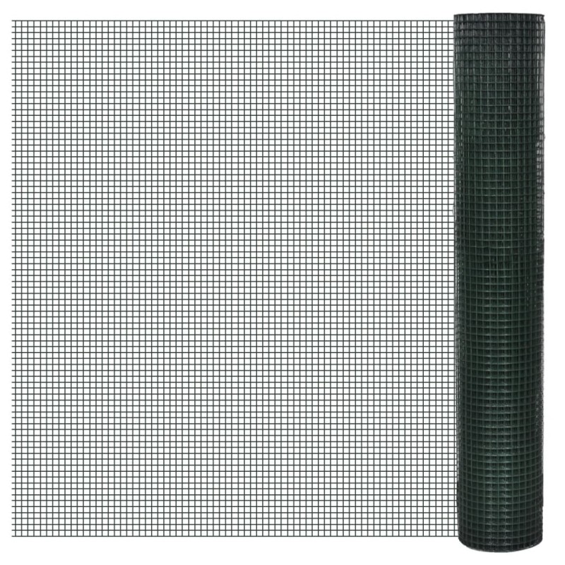 vidaXL Drahtzaun für Hühner Verzinkt mit PVC-Beschichtung 10x1 m Grün vidaXL Drahtzaun für Hühner Verzinkt mit PVC-Beschichtung 10x1 m Grün