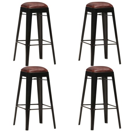 Barhocker 4 Stk. Schwarz Echtleder