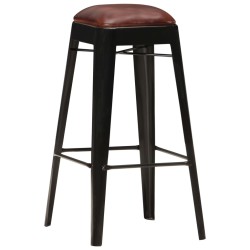 Barhocker 4 Stk. Schwarz Echtleder