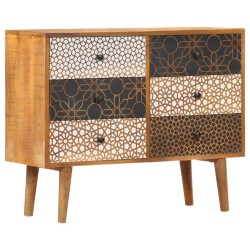 vidaXL Sideboard mit Druckmuster 90×30×70 cm Massivholz Mango