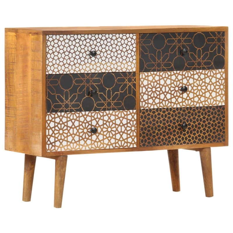 vidaXL Sideboard mit Druckmuster 90×30×70 cm Massivholz Mango vidaXL Sideboard mit Druckmuster 90×30×70 cm Massivholz Mango
