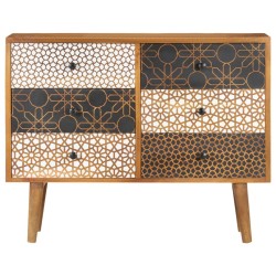 vidaXL Sideboard mit Druckmuster 90×30×70 cm Massivholz Mango