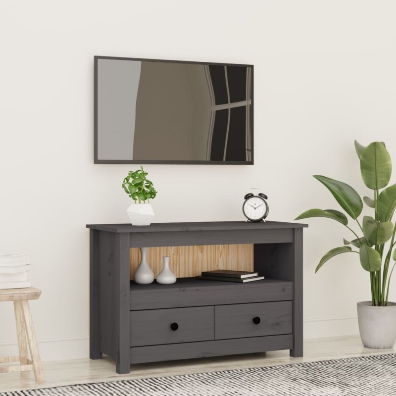 vidaXL TV-Schrank Grau 79x35x52 cm Massivholz Kiefer vidaXL TV-Schrank Grau 79x35x52 cm Massivholz Kiefer