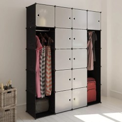 vidaXL Modularer Schrank mit 14 Fächern schwarz/weiß 37x146x180,5cm