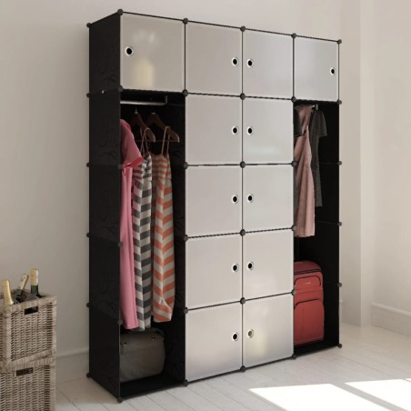 vidaXL Modularer Schrank mit 14 Fächern schwarz/weiß 37x146x180,5cm