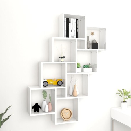 vidaXL Würfelregal Hochglanz-Weiß 90x15x119 cm Holzwerkstoff