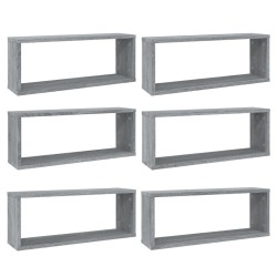 vidaXL Würfelregale 6 Stk. Grau Sonoma 60x15x23 cm Holzwerkstoff